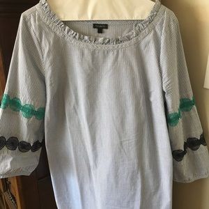 Blue and white striped top